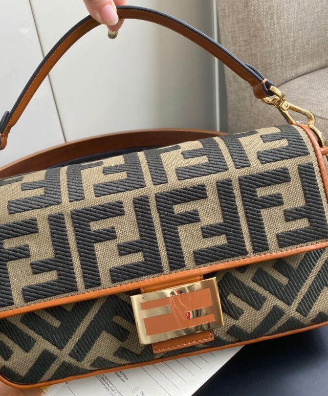 Fendi FF Canvas Bag 8BR600 Coffee